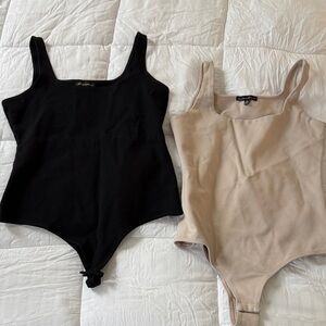 Black and Beige Bodysuit Set